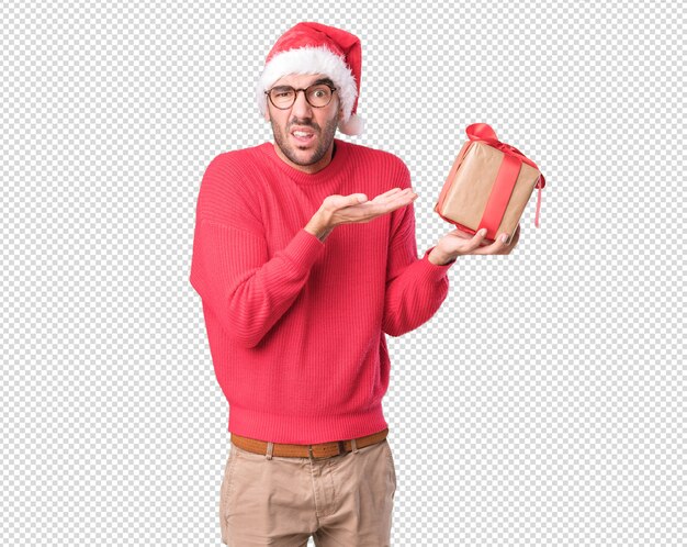 Christmas concepts - Young man gesturing