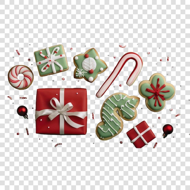 PSD christmas cookies happy new year greeting card backgroundon transparent background