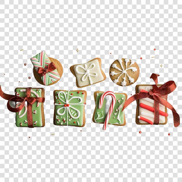 PSD christmas cookies happy new year greeting card backgroundon transparent background