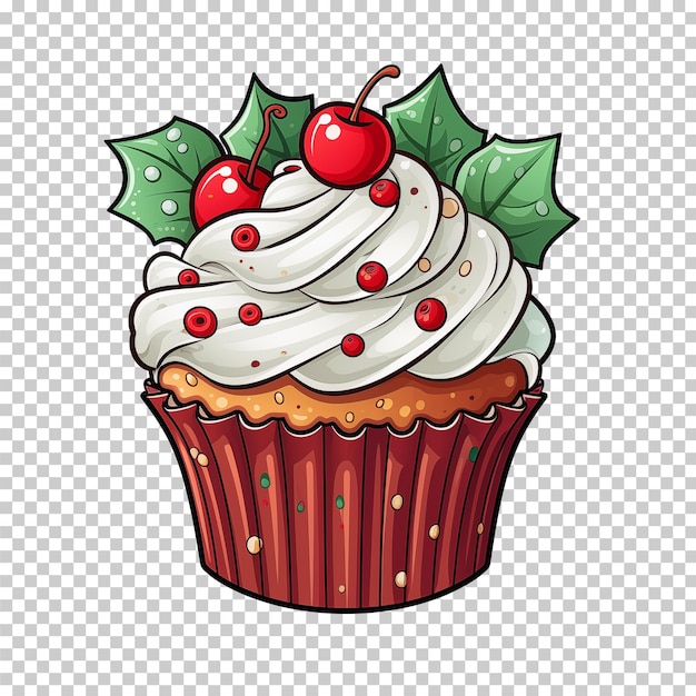 PSD christmas cupcake isolated