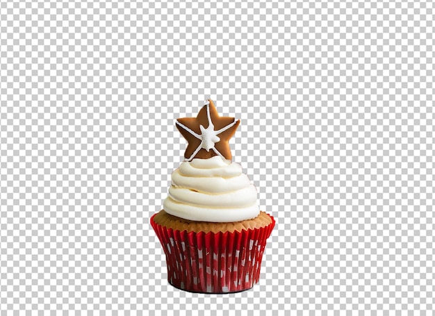 Christmas cupcake with gingerbread with candle