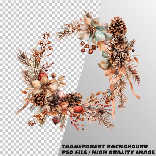 PSD christmas decoration items on transparent background psd file