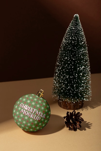 Christmas decorations arrangement mockup