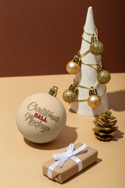 Christmas decorations arrangement mockup