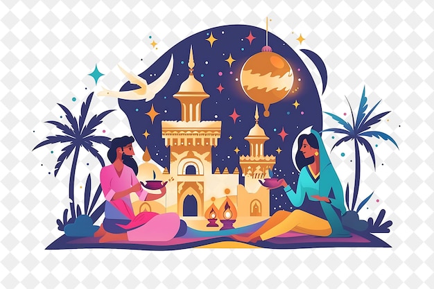 PSD christmas in the desert with aladdin and jasmine design is e illustration christmas art design