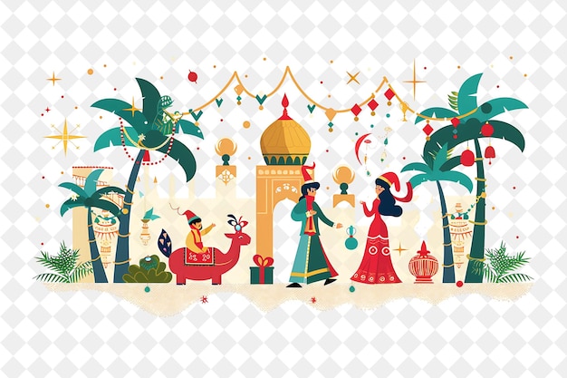 Christmas in the Desert With Aladdin and Jasmine Design Is E Illustration Christmas Art Design