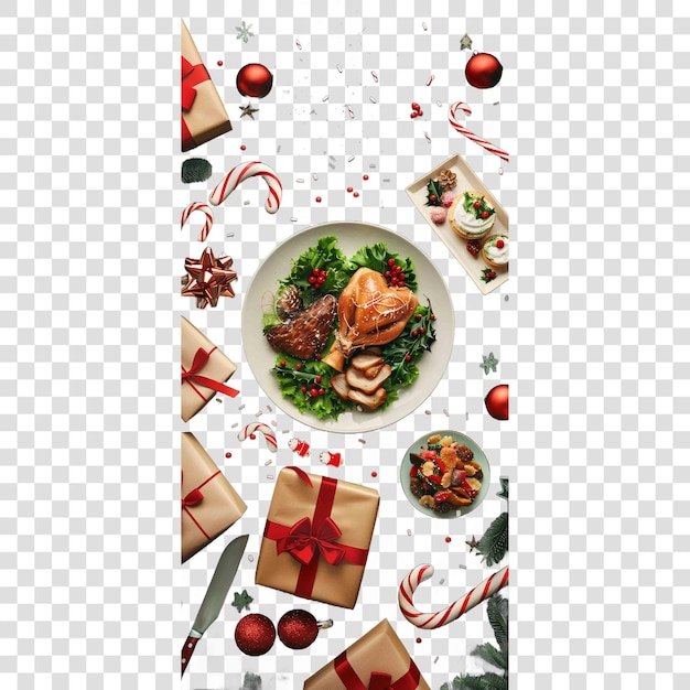 PSD christmas dinner happy new year greeting card backgroundon transparent background