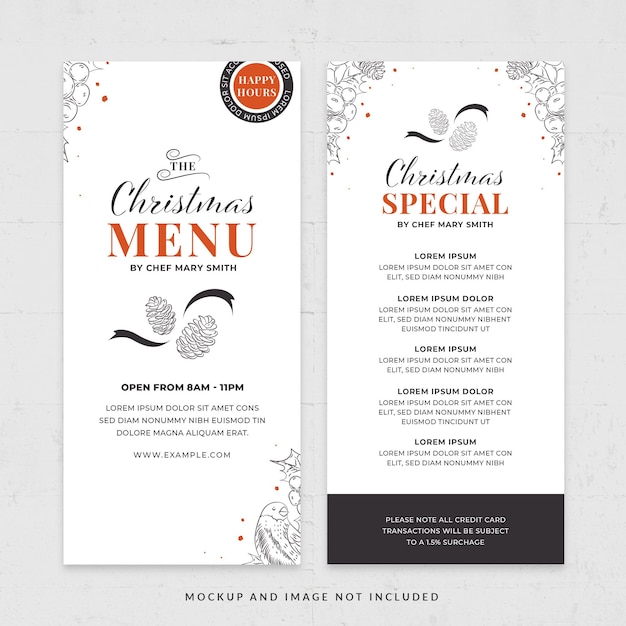 Christmas Dinner Menu Template for Restaurant Event in PSD V1