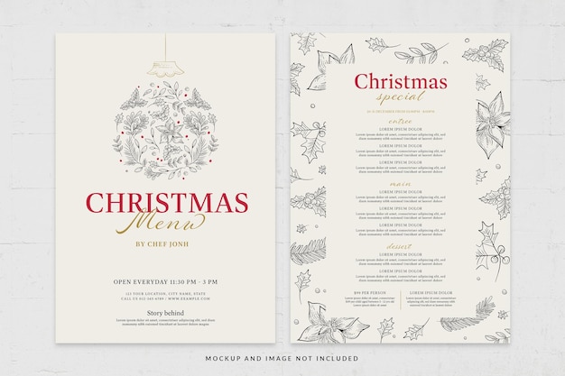 Christmas Dinner Menu Template for Restaurant Event in PSD V2