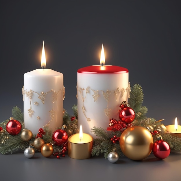 a christmas display with candles and christmas decorations