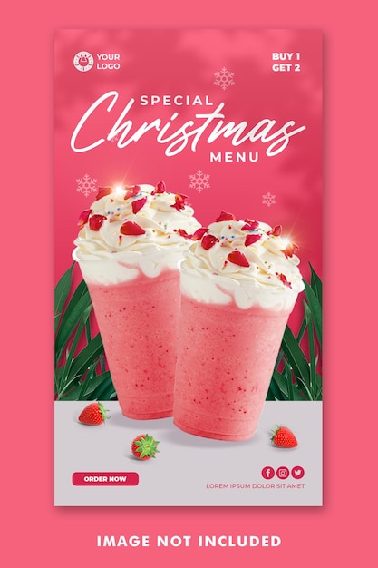 Christmas Drink Menu Social Media Post Instagram Stories Template