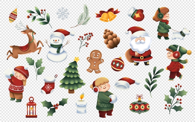 Christmas Elements Clipart Illustrations