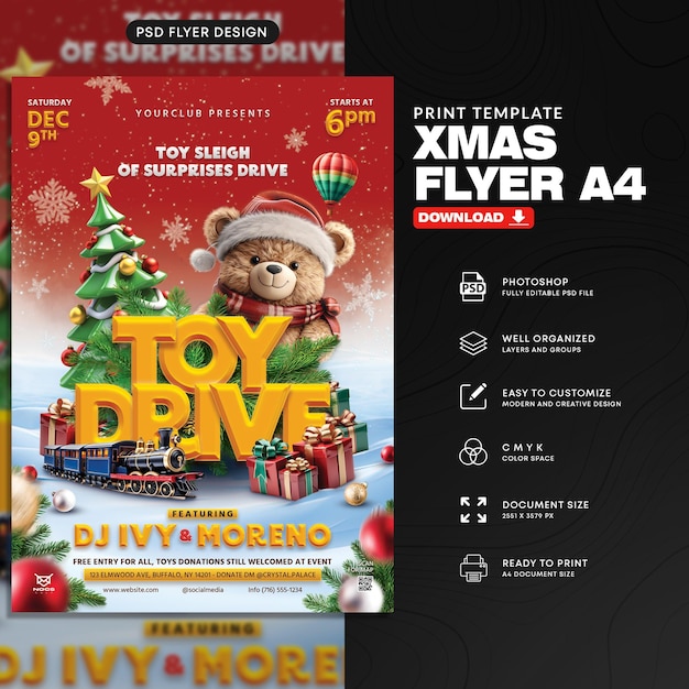 Christmas Event A4 Flyer PSD Template