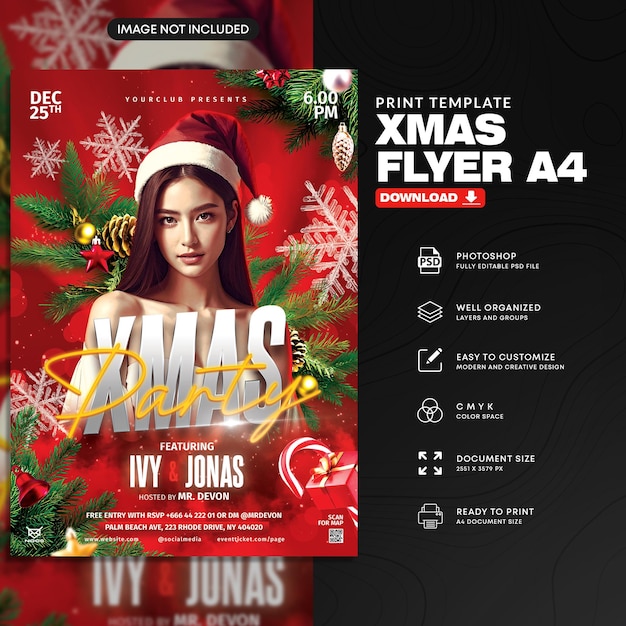 Christmas Event A4 Flyer PSD Template