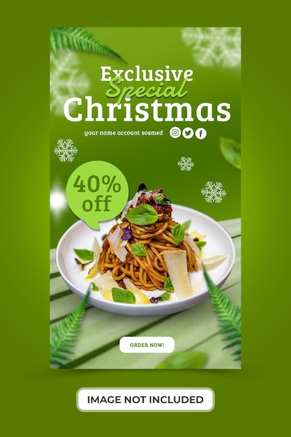 Christmas food and drink menu social media stories banner template