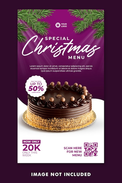 Christmas Food Menu Social Media Post Instagram Stories Template