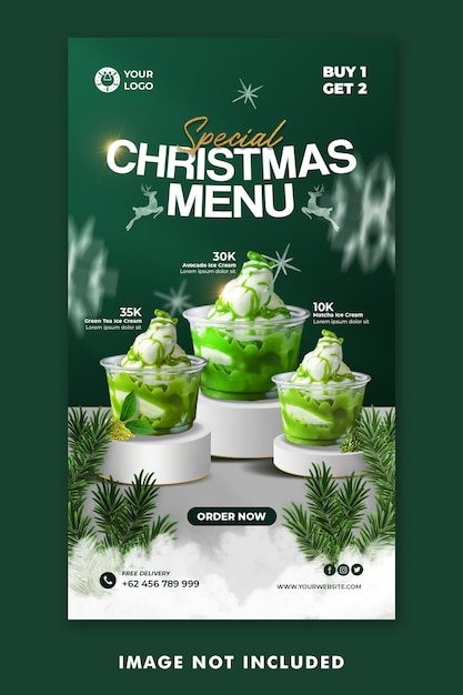 Christmas Food Menu Social Media Post Instagram Stories Template