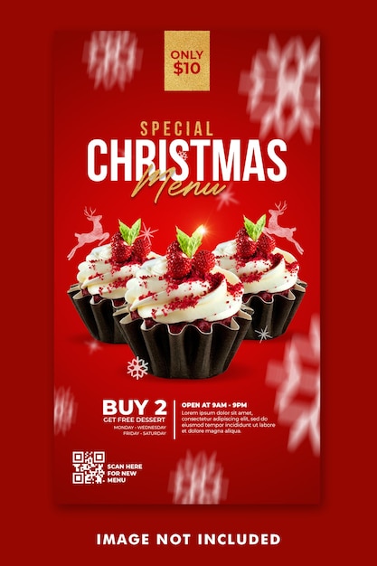 Christmas Food Menu Social Media Post Instagram Stories Template