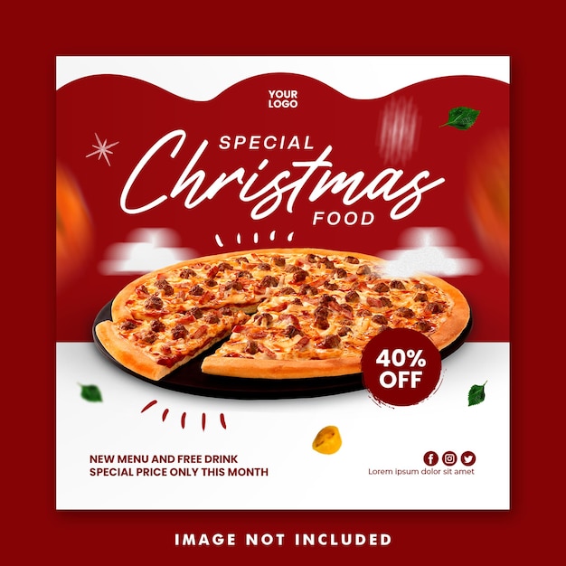 Christmas Food Menu Social Media Post Square Template