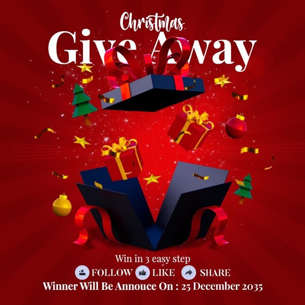 PSD christmas give away contest banner social media post template