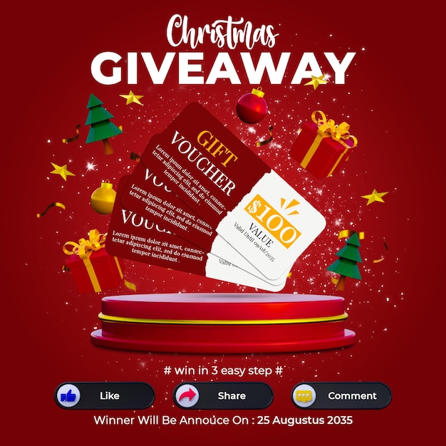 Christmas give away contest banner social media post template