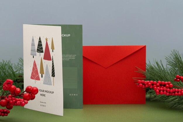 PSD christmas greeting card mockup design