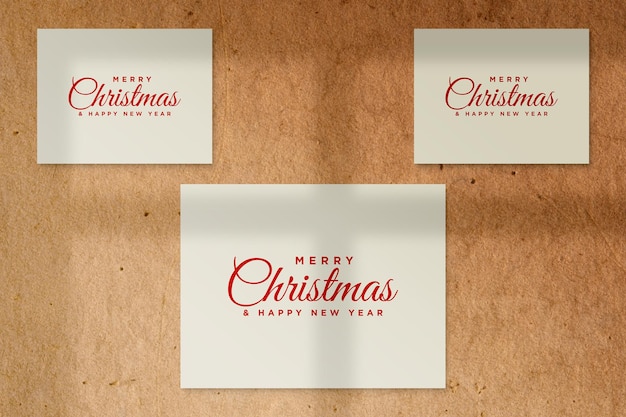 Christmas greeting card mockup psd with shadow