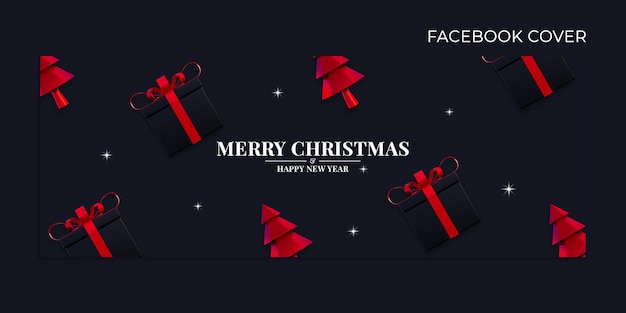 Christmas and happy new year facebook cover template