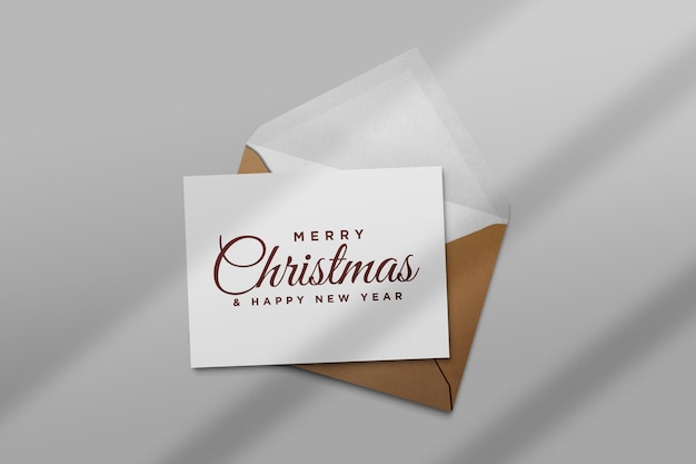 PSD christmas holiday greeting card design mockup envelope  with shadow