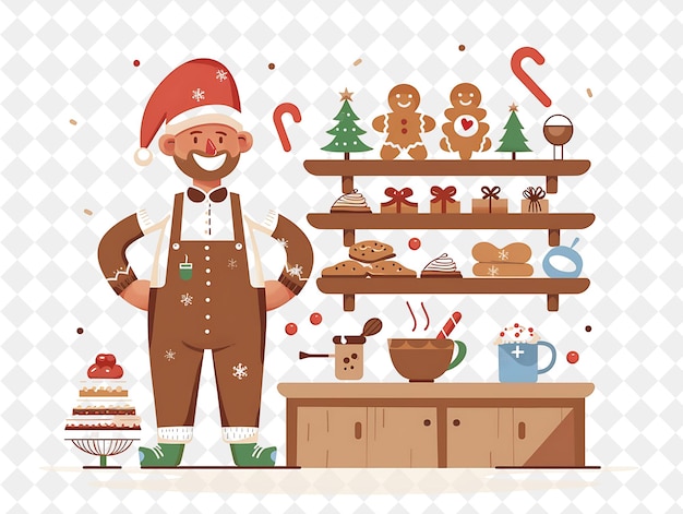 Christmas in the Kitchen With the Gingerbread Man and the Co Illustration Christmas Art Design