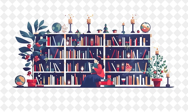 Christmas in the Library With Beauty and the Beast Design Is Illustration Christmas Art Design