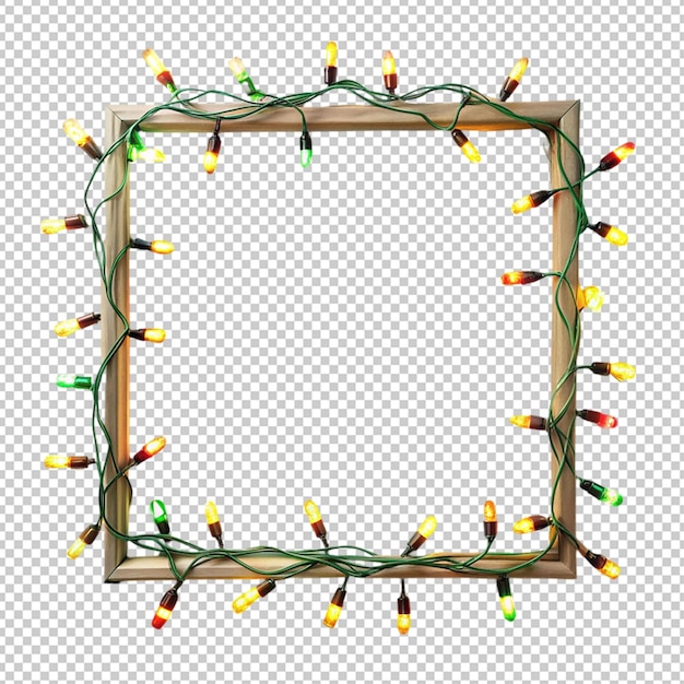 christmas lights frame on transparent background