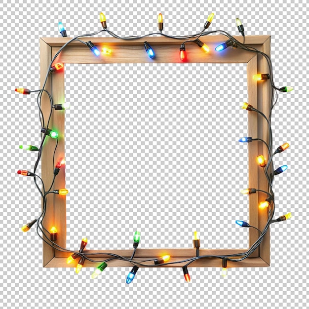 christmas lights frame on transparent background