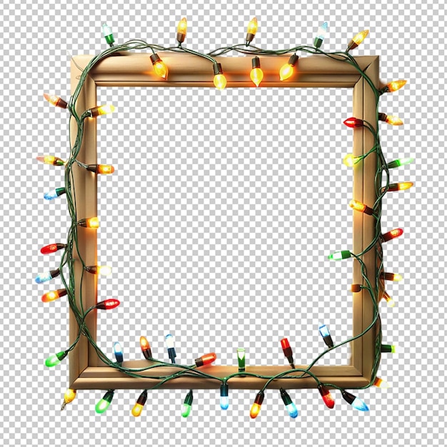 PSD christmas lights frame on transparent background