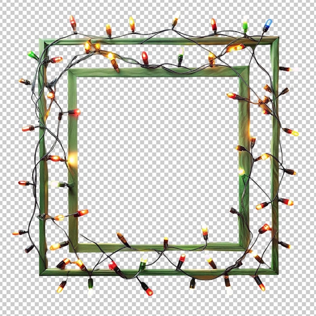 PSD christmas lights frame on transparent background