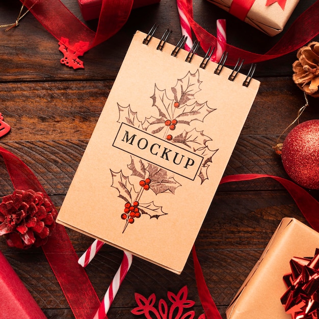 Christmas mock-up top view notepad