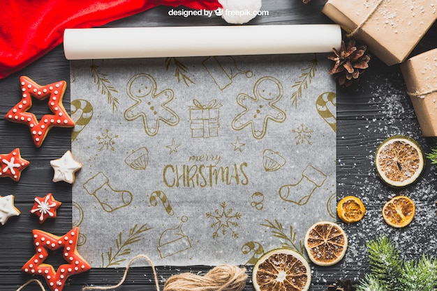 Christmas mockup with baking paper