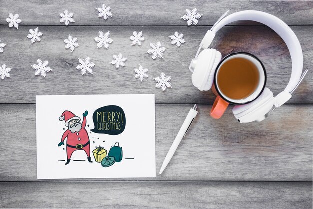 PSD christmas mockup with cover or letter