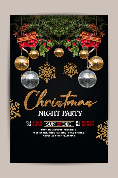 Christmas night party flyer or social media post