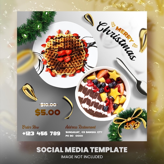 Christmas package menu social media post square banner template