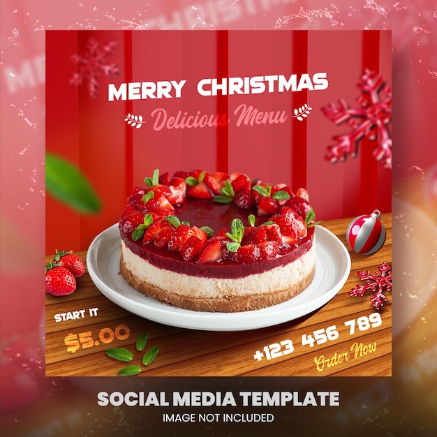 Christmas package menu social media post square banner template