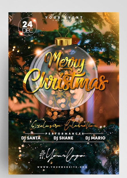 PSD christmas party event instagram banner flyer design