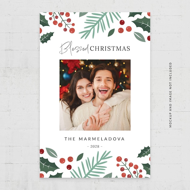 Christmas Photo Card Greetings Card Flyer Template