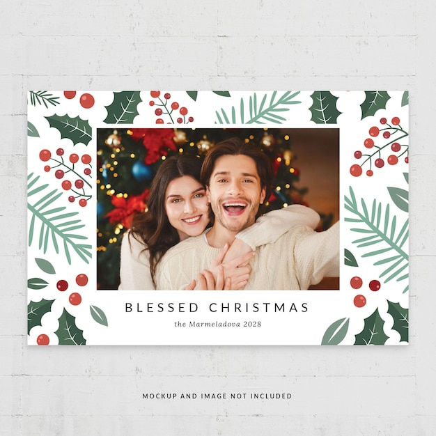 Christmas Photo Card Greetings Card Flyer Template