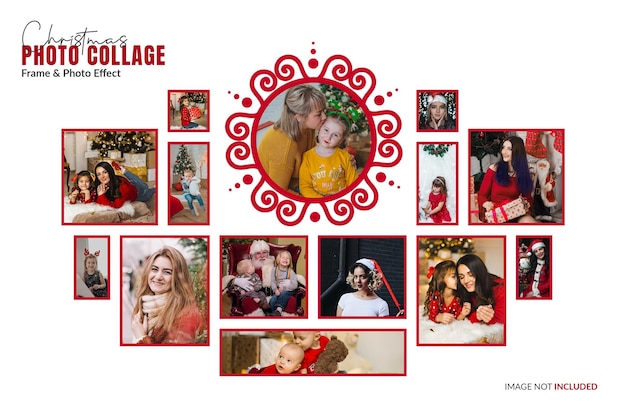 Christmas Photo collage design template and Photo collage frame effect mockup