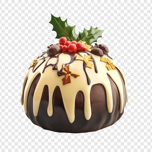 Christmas Pudding with White Chocolate Drizzle and Berries