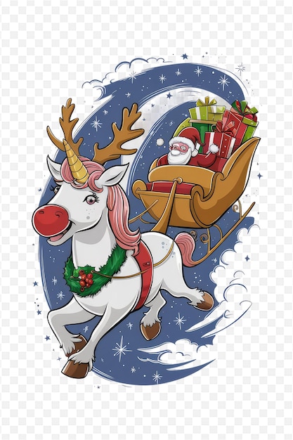 PSD a christmas reindeer with a sleigh and a christmas present