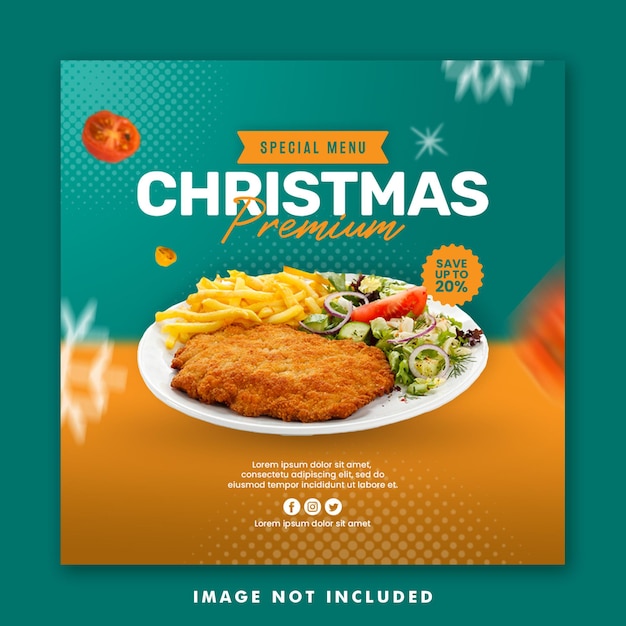 Christmas Restaurant Food Menu Social Media Post Square Banner Template