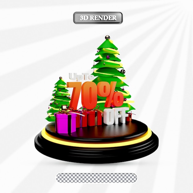 Christmas Sale 70 percent discount 3d illustration