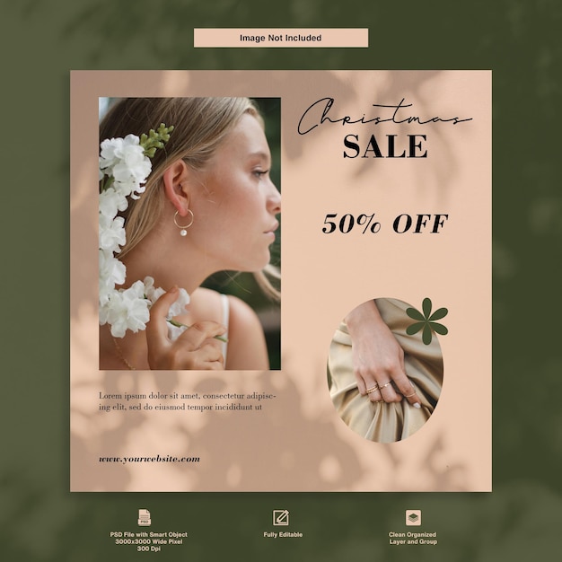 Christmas Sale Discount Jewelry and Women Accessories Elegant Instagram Post Template